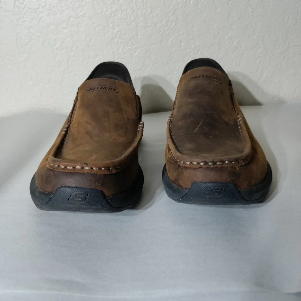 Skechers Hands Free Slip-ins Parson Brown Leather Moc Toe Loafers Mens